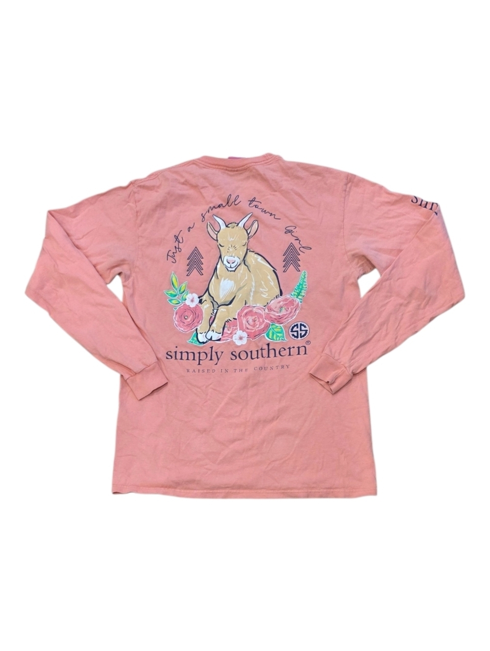 Simply Southern Pink Long Sleeve Floral Graphic Tee M
